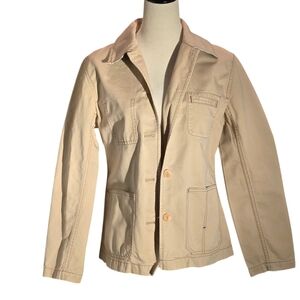 Eddie Bauer Women's M Beige Tan 100% Baumwolle (Cotton) Field Jacket Button Up
